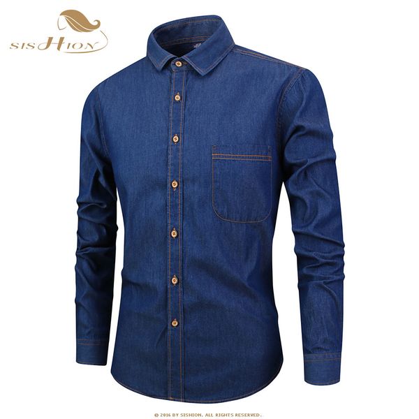 

men's casual shirts sishion autumn mens long sleeve shirt fashion slim denim qy0651 men plus size 3xl button cotton, White;black