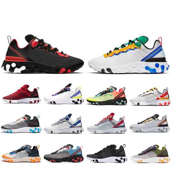 

wholesale new script bred react element 87 55 running shoes for men women sail se tour yellow triple black mens trainers sports sneakers