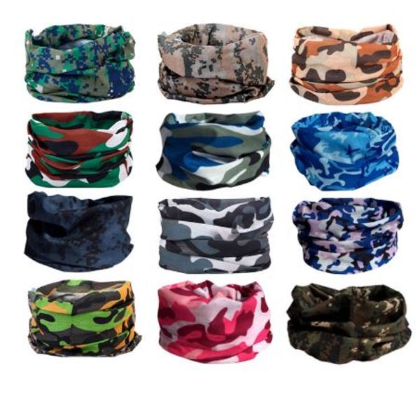 

300pcs/bandana camo headwear bandanas sport men women camouflage head scarf cycling shemagh face mask balaclava tactical neck warmer