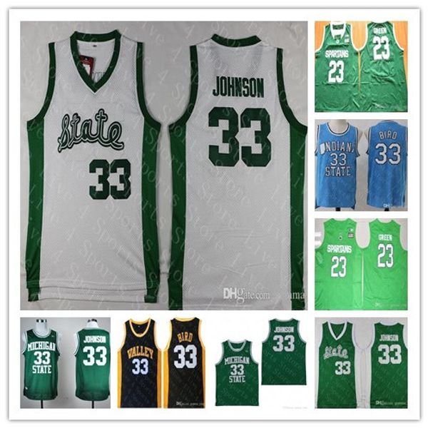 

men fashion men embroidery michigan state spartans basketball 33 magic earvin johnson 23 draymond green 33 larry bird college ncaa jerseys, Black