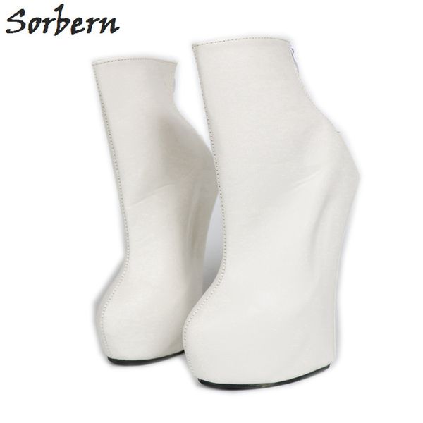 

sorbern white matt ankle boots hoof heelless women fashion shoes plataforma wedge heels club high heels fetish heels, Black