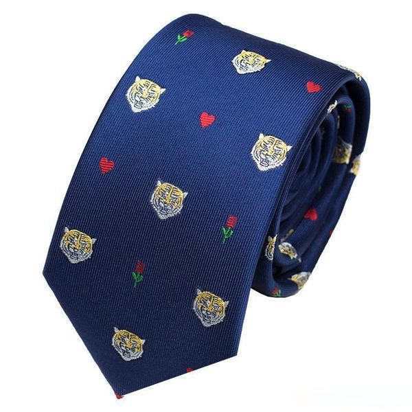 

fashion tiger embroidery tie personality color matching high-end tie outdoor men's and women's designer tie ing, Blue;purple