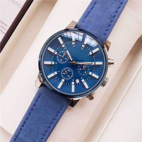 

New arrival men watche men leather trap port wri twatche de igner chronograph reloj de lujo hipping, Slivery;brown