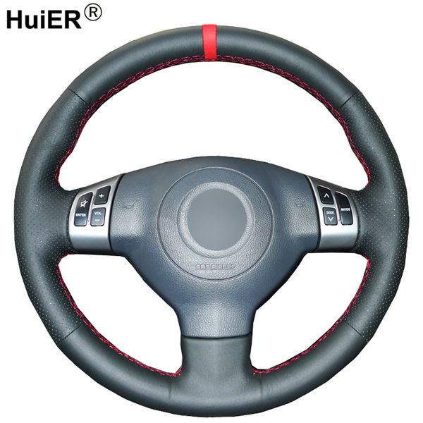 

huier hand sewing car steering wheel cover breathable red marker for swift 2011 2012 2013 steering-wheel auto accessorie