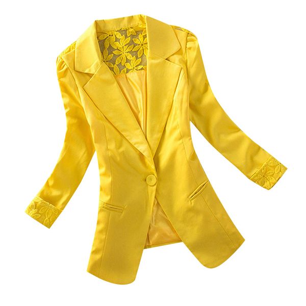 

slim blazers women autumn suit jacket female work office lady suit yellow button business blazer fashion cardigan coat #w, White;black