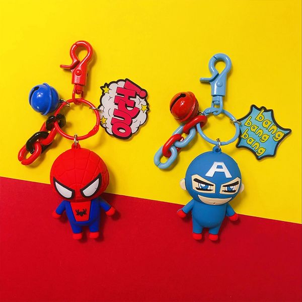 

10pcs/lot creative diy the marvel superhero keychain key chains cartoon bag pendant key ring gift accessories, Silver