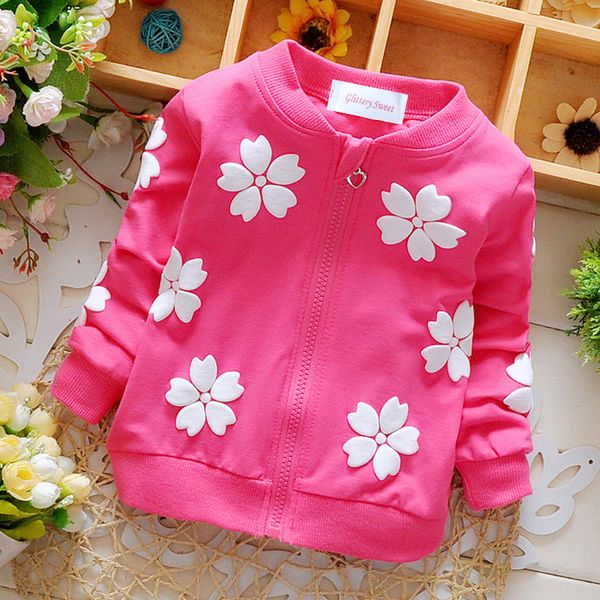 

baby girls jacket autumn coat children's cardigan kids cartoon flowers warm outerwear children clothes female baby zipper coat, Blue;gray