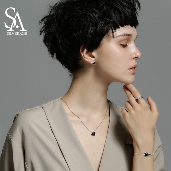 

sa silverage 925 sterling silver star long necklaces pendants for women fine jewelry vintage 925 silver maxi pendant necklace