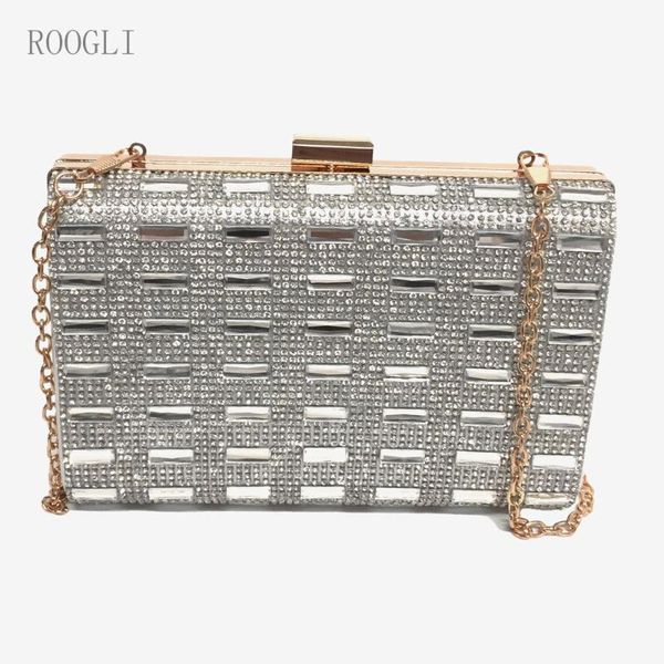 

блестящая женская вечерняя сумка diamond hand bag wedding party one shoulder fashion silver diagonal 2020roogli