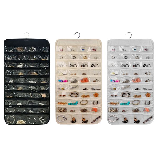 

80 grids jewellery hanging bags double-sided small items household storage bag foldable for wardrobe dressing room new