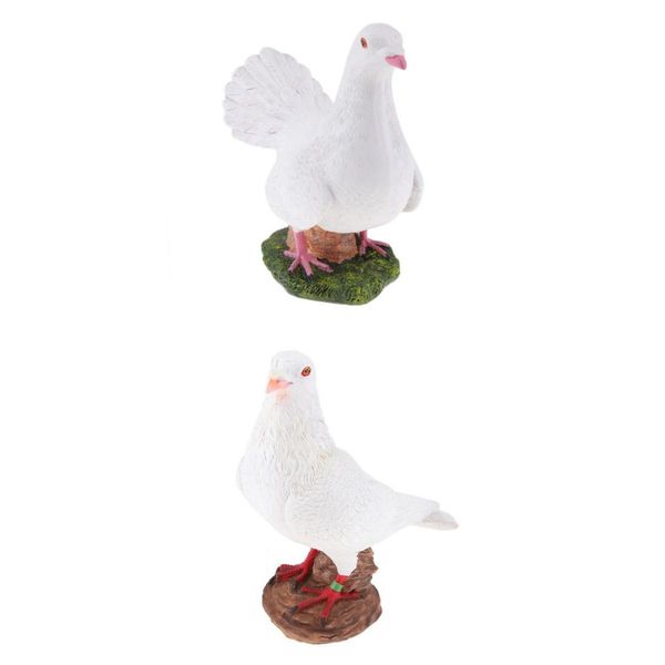 

2pcs artificial doves garden figurine bird fence tree balcony garden decor