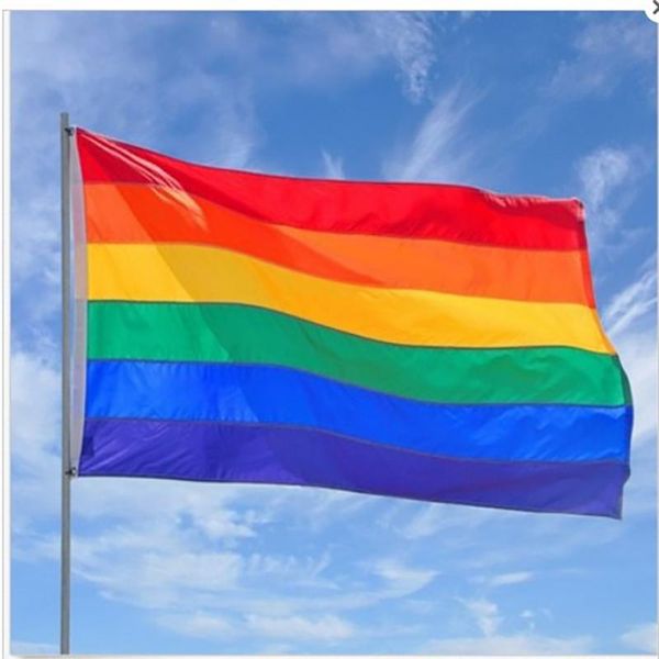 

1 pcsrainbow flag 6 colors rainbow peace flags banner pride lgbt flag lesbian gay parade flags bunting home decor 2 sizes, Black