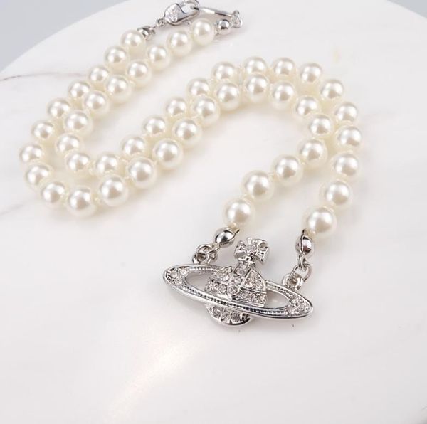 

western queen mother vivienne vivienne saturn pearl necklace clavicle chain punk atmosphere