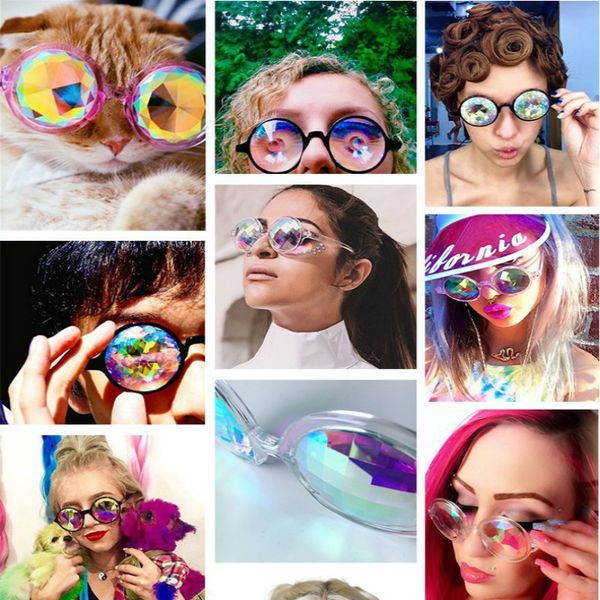 

round women rave festival sunglasses men male famale holographic glasses colorful celebrity party eyewear, White;black
