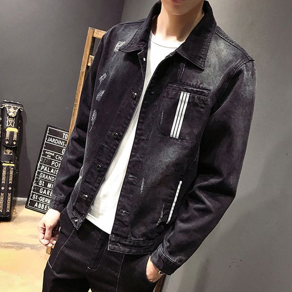 

jacket men wholesale 2019 spring autumn men's casual brand teenagers jacket korean loose handsome fashion clothes striped, Black;brown