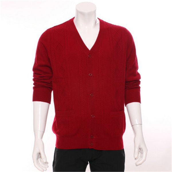 

high grade 100%goat cashmere argyle striped knit men fashion smart casual cardigan sweater red 2color s-2xl, White;black