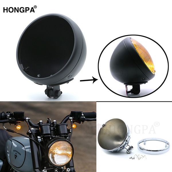 

universal motorcycle bottom mount 7" headlight led headlamp light bulb bucket housing for custom 7 inch lighthouse shell