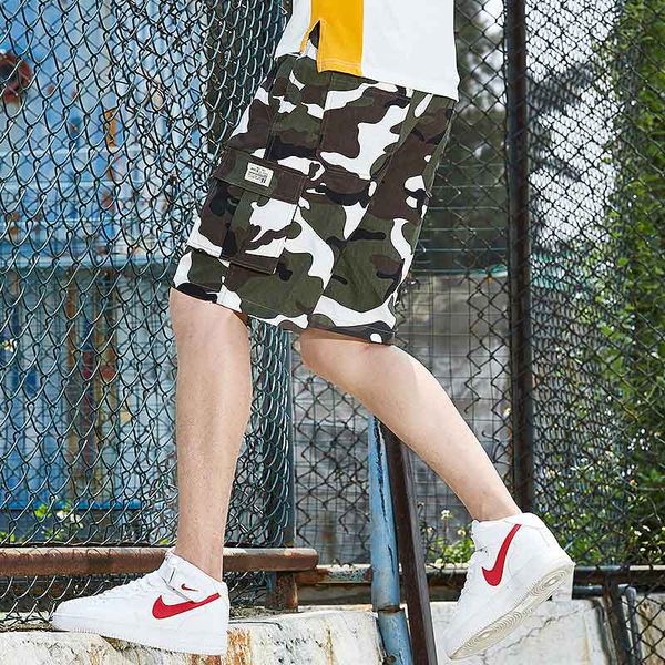 

fashion men's pants 2020 beach shorts summer popular logo five minute pants loose casual camouflage multi-bag overalls shorts men, Black