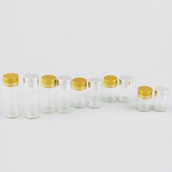 

500 x 5ml 6ml 7ml 10m 14ml clear refillable sample glass bottles with gold silver aluminium cap small transparent glass bottles