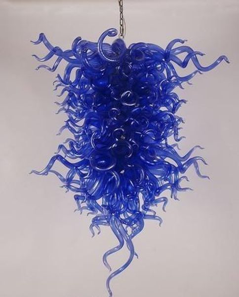 

selling blue color glass chandelier style hand blown glass chandelier for living room art decoration