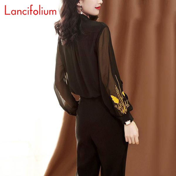 

black chiffon blouse women spring summer sheer long sleeve shirt ladies korean elegant blouse plus size office 2020 chemise, White