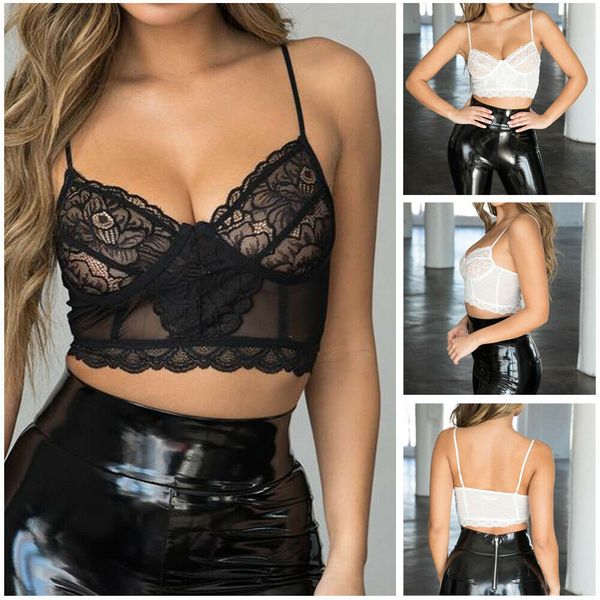 

women lace bra crop summer strappy bustier bralette corset mini vest, Black;white