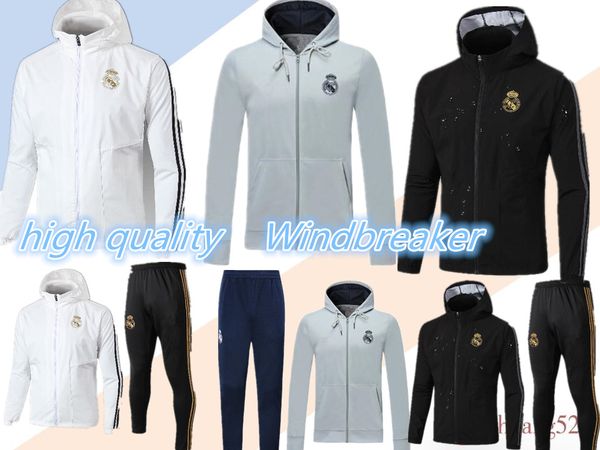 

2019 2020 real madrid soccer hooded jacket tracksuit 19 20 real madrid hazard chandal football jackets training suit sportswear set, Black