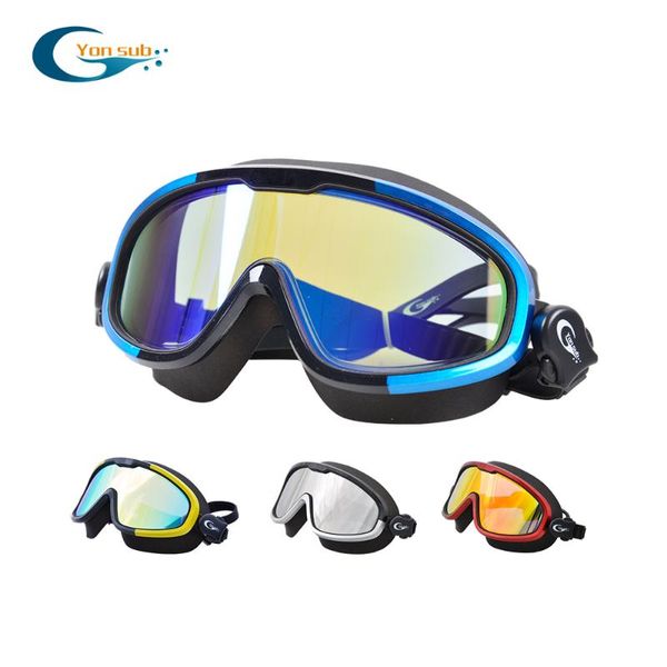 

large frame goggles anti-fog waterproof hd swimming goggles professional swimming equipment men women four colors yg1188