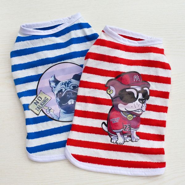 

pet clothing stripe vest dog summer clothes for small dogs t-shirt soft elastic 100% cotton coat puppy pets cats apparel