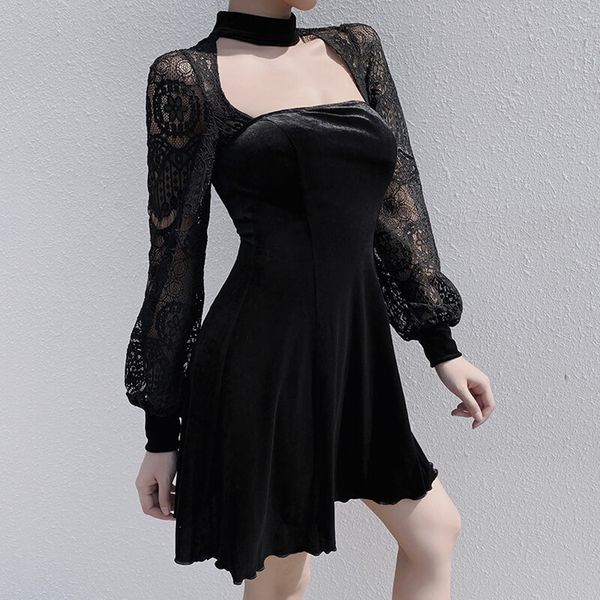 

women dress solid color cosplay shirt pleated knit japanese uniform dress female casual autumn winter party, Black;gray