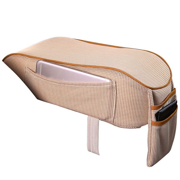 

car interior central console soft cover non slip ergonomic universal armrest box pad heighten memory foam support with pocket