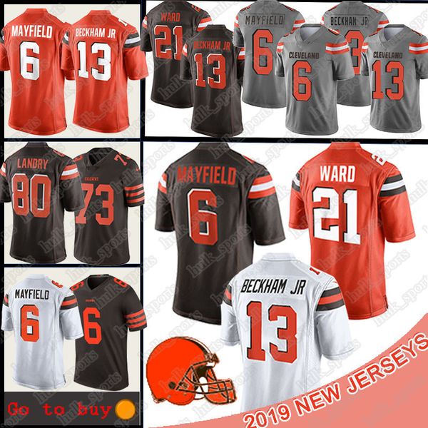 

13 odell beckham jr cleveland 6 baker mayfield brown jerseys 27 kareem hunt jerseys 21 denzel ward 73 joe thomas mens 80 landry 2020 new, Black;red