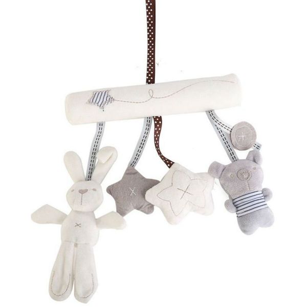 

clearance rabbit baby hanging bed safety seat plush toy hand bell multifunctional plush toy stroller mobile gifts high quality