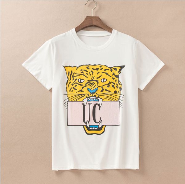 

2020 designer women t shirt printed 2020 summer woman animal printed t shirt desing own creative shirts luxury fashion casual women tee, White