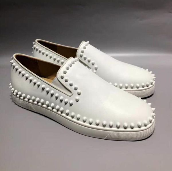 

fashion red bottoms shoes studded spikes flat casual sneakers for men women low cut suede glitter party lovers wedding genuine leather rivet, Black