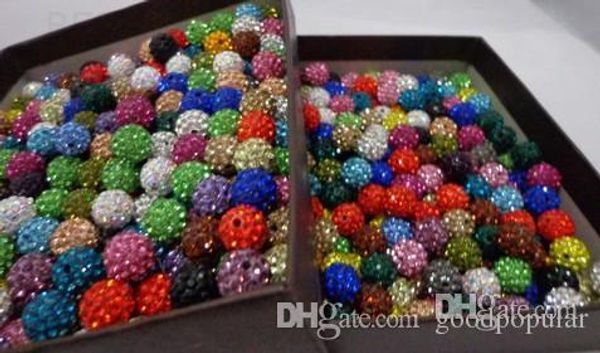 

10mm mixed micro pave cz disco ball crystal crystal bead bracelet necklace beads.sec wholesale stockmixed lot w93