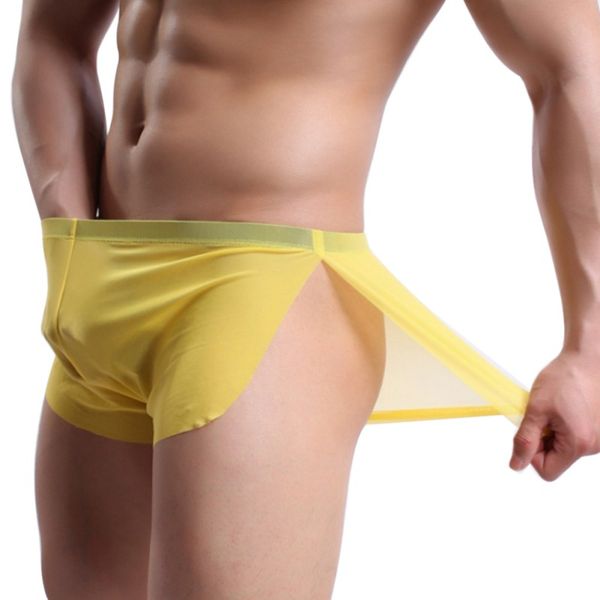 

men's sleepwear men pajama sides split shorts low waist ultra-thin mens sleeping bottom man homewear casual sleep bottoms homewears, Black;brown