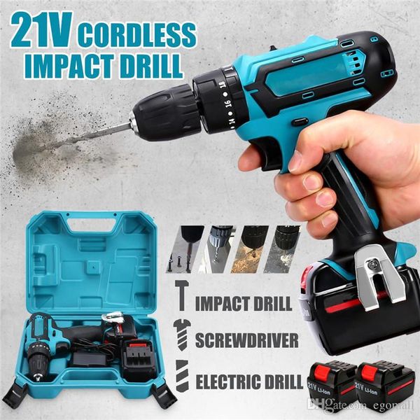 

21V Аккумуляторная ударная дрель Power Drill аккумуляторная 2-скоростная электрическая