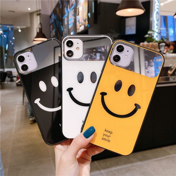 

2020 luxury mirror makeup smile face phone case for 11 pro xs max x xr 6 6s 7 8plus tpu tempered glass phone case