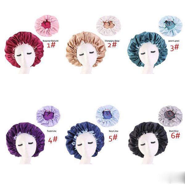 

adjustable turban cap double adjustable button size sleeping reversible women silky muslim satin women bonnet layer sleeping hat satin tnbf, White;black