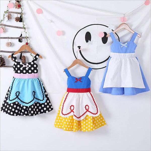

girls princess apron dress costume party dress up cosplay outfit christmas dress for baby girls tutu apron halloween costume dhl fj331, Red;yellow