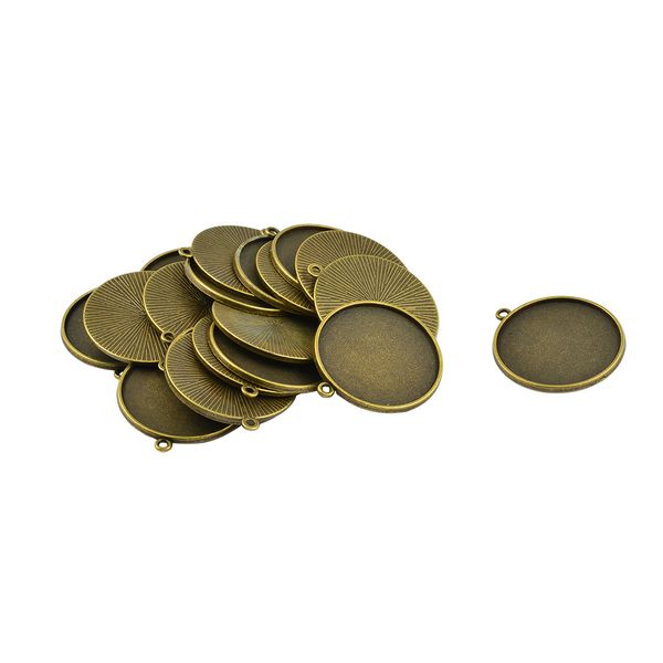 

20pcs blank round bezel tray base charms pendants for necklace bronze, Black