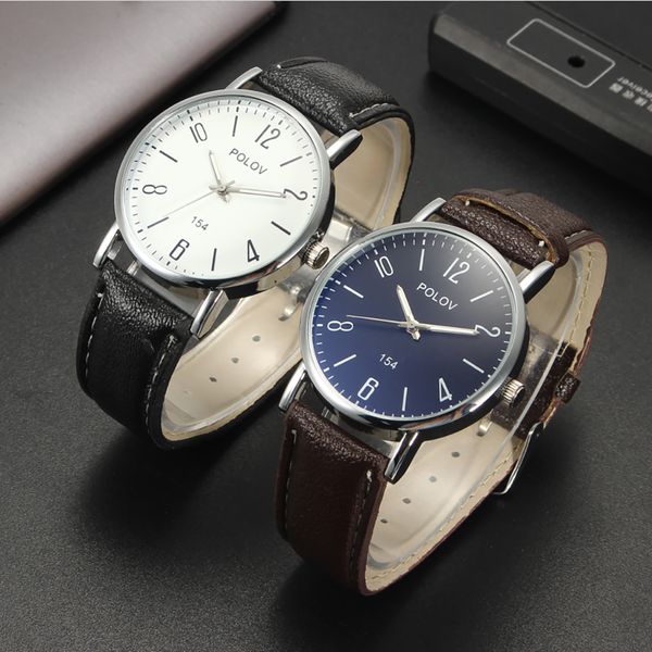

fashion pu leather strap wrist watch quartz watches women men luxury casual clock watches student gifts for girl and boy, Slivery;brown