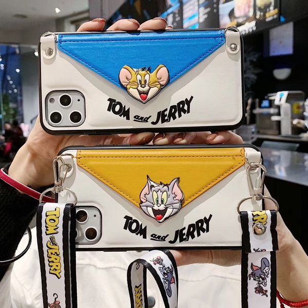 

cat and mouse envelope with the same lanyard new arrival phone case for iphone 6/6p/6sp7/8/7p/8p/x/xs/xs max iphone 11 / 11pro max