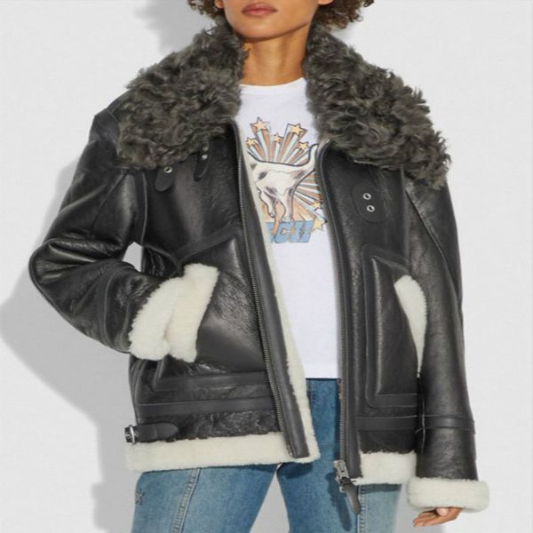 

natural fur coat female genuine leather jacket winter 100% real sheepskin coat women clothes 2019 korean double-faced fur 78, Black