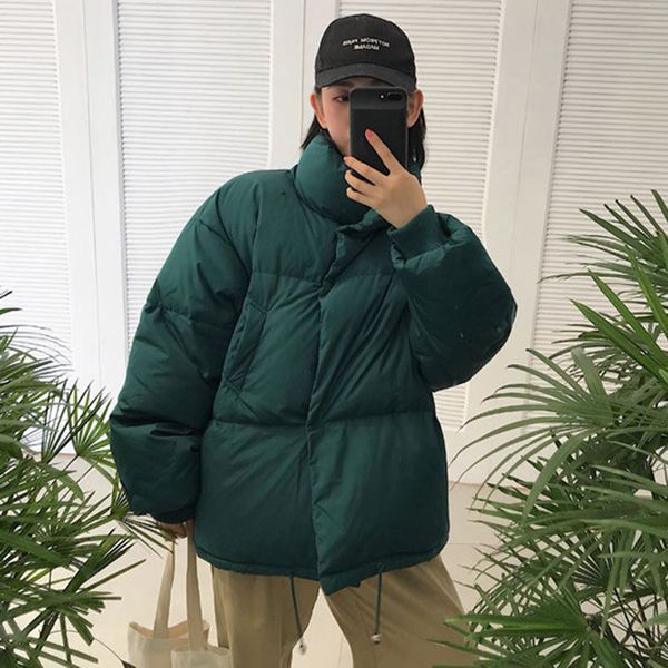 

winter coat women warm jacket outwear short design cute cotton padded casual parkas overcoat jaqueta feminina, Black