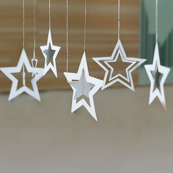 

party decoration 7pcs/set hollow five-pointed star ornaments christmas