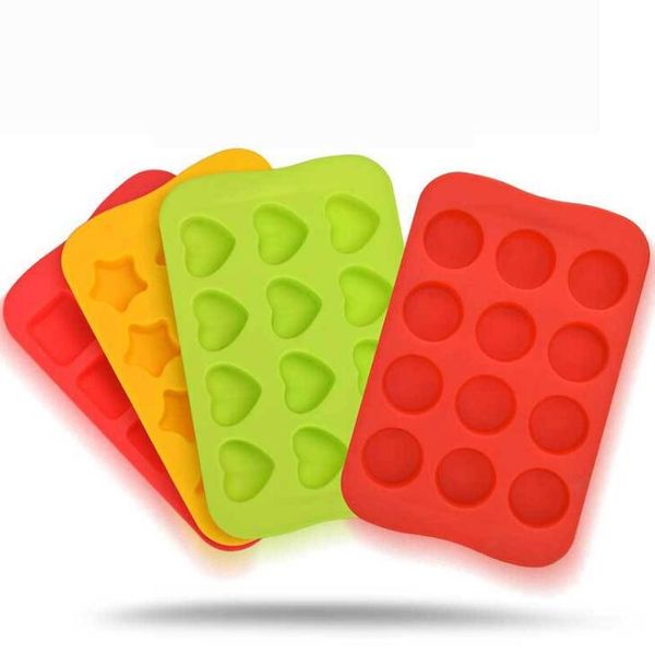 Silicone Ice Cube Tray Multi Cores Rodada Heart Shaped Estrela Praça Chocolate Mold Kitchen Bar Ferramentas LX1872