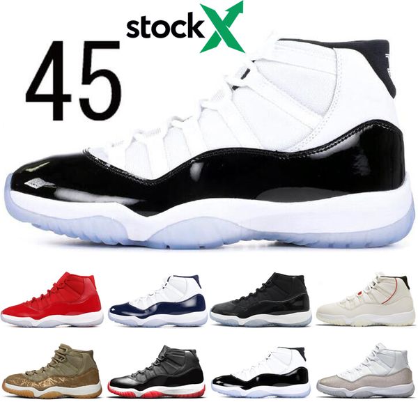

new jumpman 11 bred 2019 11s men women basketball shoes concord metallic silver gamma blue mens trainers sports sneakers size 5.5-13, White;red