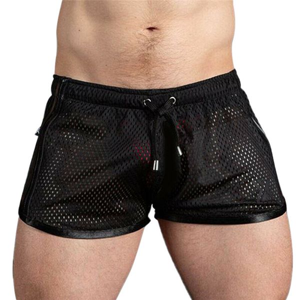 

men sports short pants summer black white striped training bodybuilding training shorts workout fitness gym exercise mesh shorts, White;black